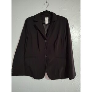 Worthington Woman Stretch Blazer Jacket 16W Black Lined Professional Work Classi